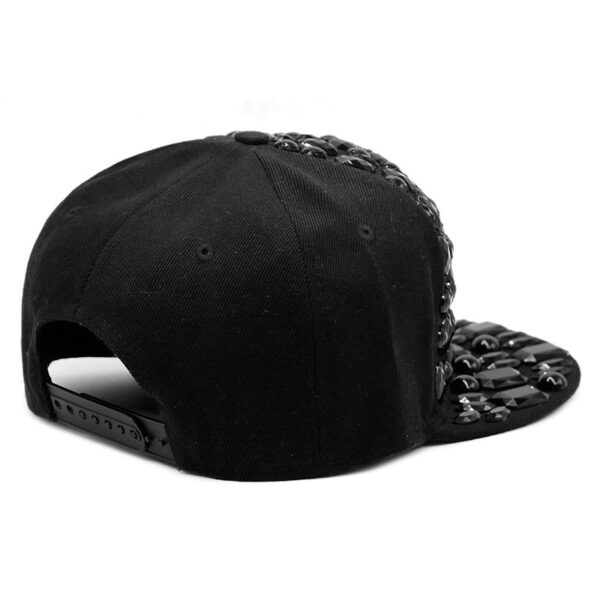 Adjustable Men’s And Women’s Flat Brim Full Black Diamond Rivet Baseball Hat