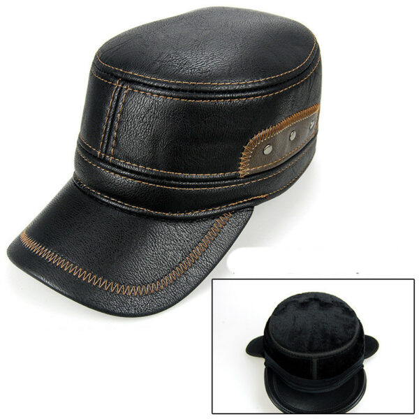 Men’s Fashion Casual Fleece-lined Leather Hat