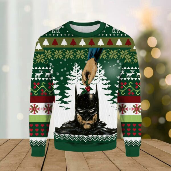 Batman Super Man Ugly Merry Christmas Ugly Sweater