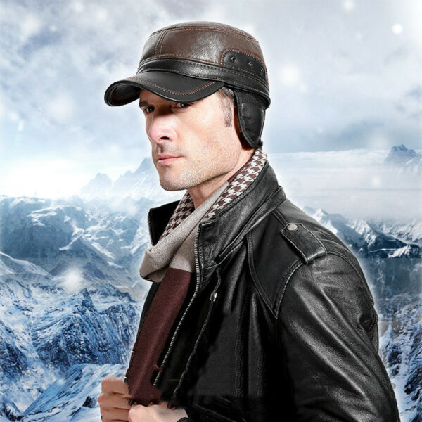 Men’s Fashion Casual Fleece-lined Leather Hat