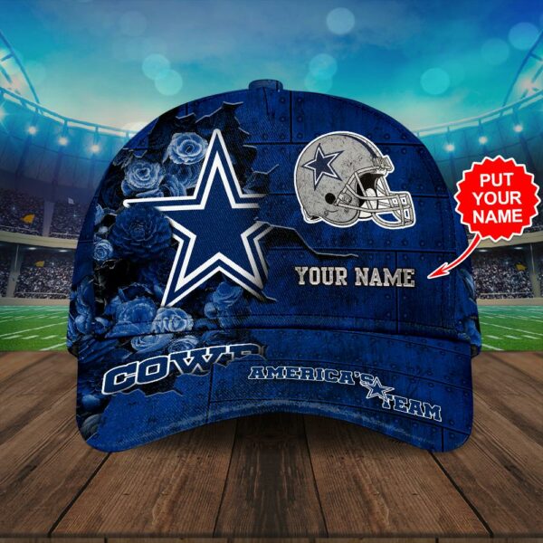 Custom Name Dallas Cowboys NFL Rose Classic Baseball Cap
