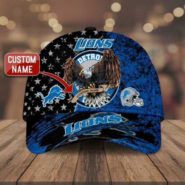 Custom Name Detroit Lions NFL Eagle Classic Baseball Cap