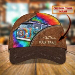 Custom Name Hippie Car Classic Baseball Cap