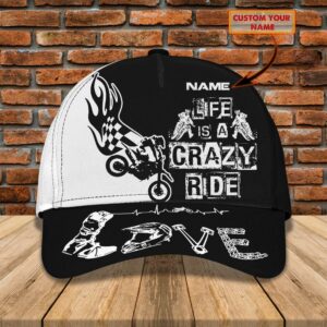 Custom Name Motorcycle Racing Pattern Classic Baseball Cap
