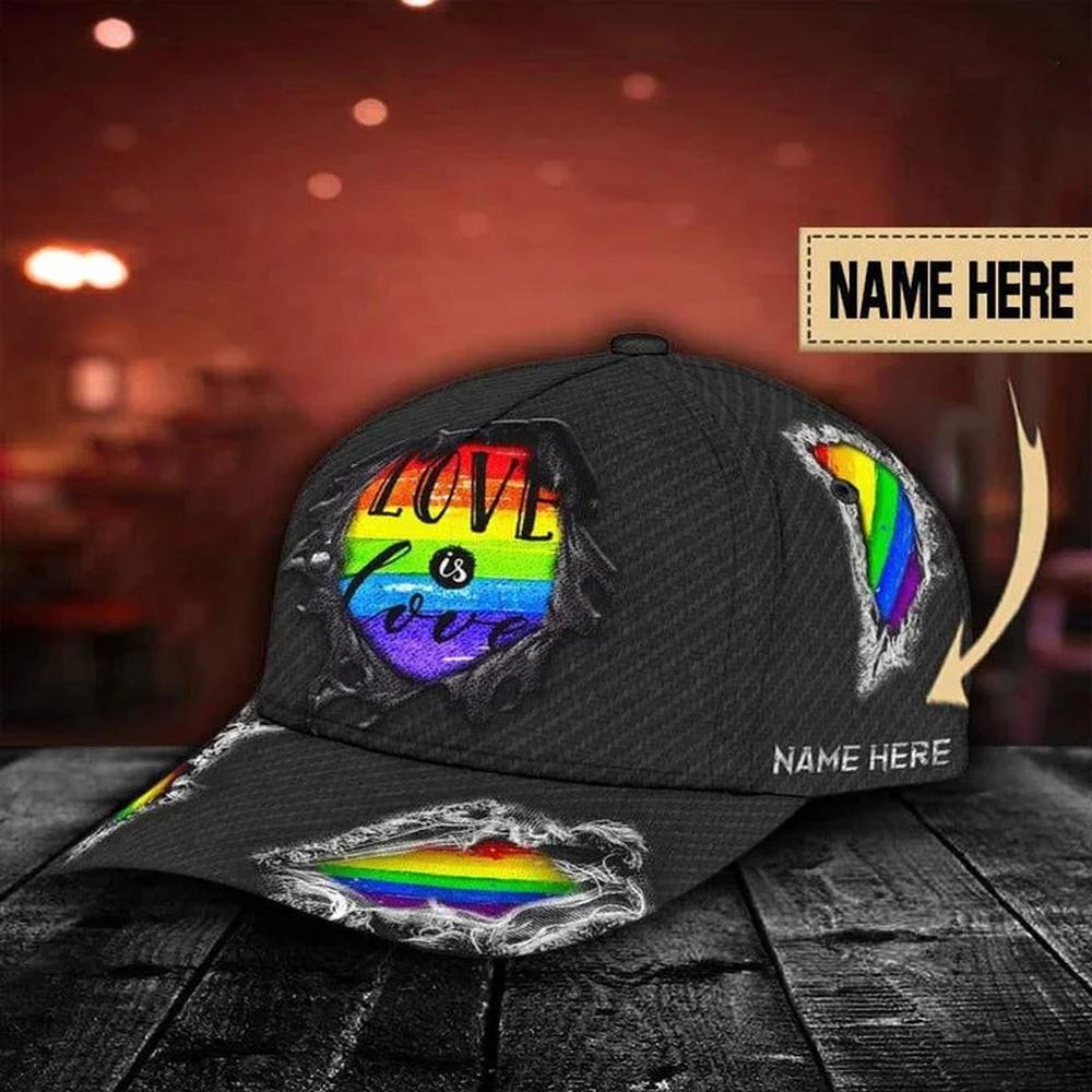 Custom Name Rainbow Love Is Love Lgbt Classic Baseball Cap Custom Name Rainbow Love Is Love Lgbt Classic Baseball Cap