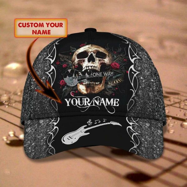 Custom Name Skull Guitar Classic Baseball Cap