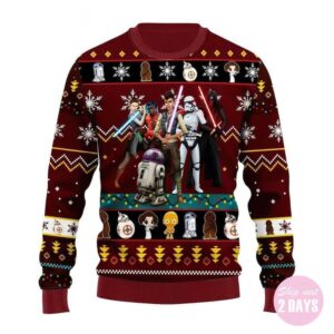 Dark R2 D2 Stormtrooper Darth Vader, Star Wars Ugly Merry Christmas Sweater