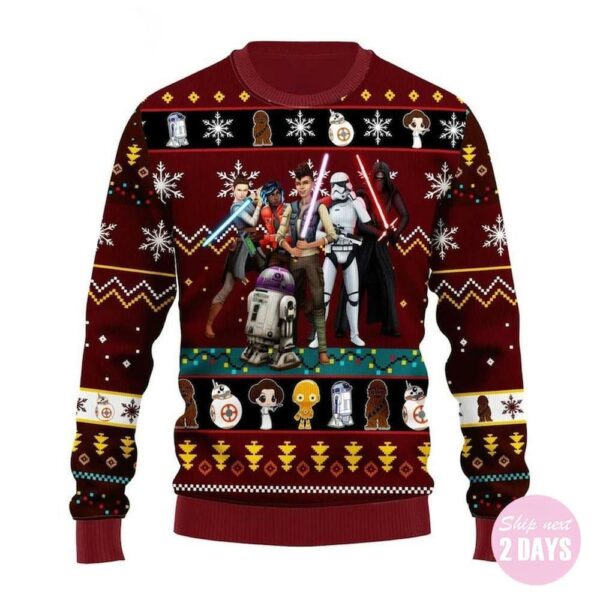 Dark R2 D2 Stormtrooper Darth Vader, Star Wars Ugly Merry Christmas Sweater
