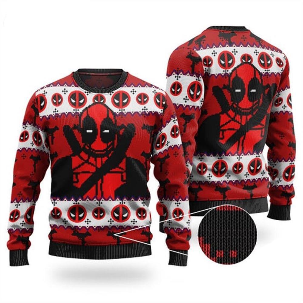 Deadpool & Guns Pattern Ugly Xmas Ugly Sweater Deadpool & Guns Pattern Ugly Xmas Ugly Sweater