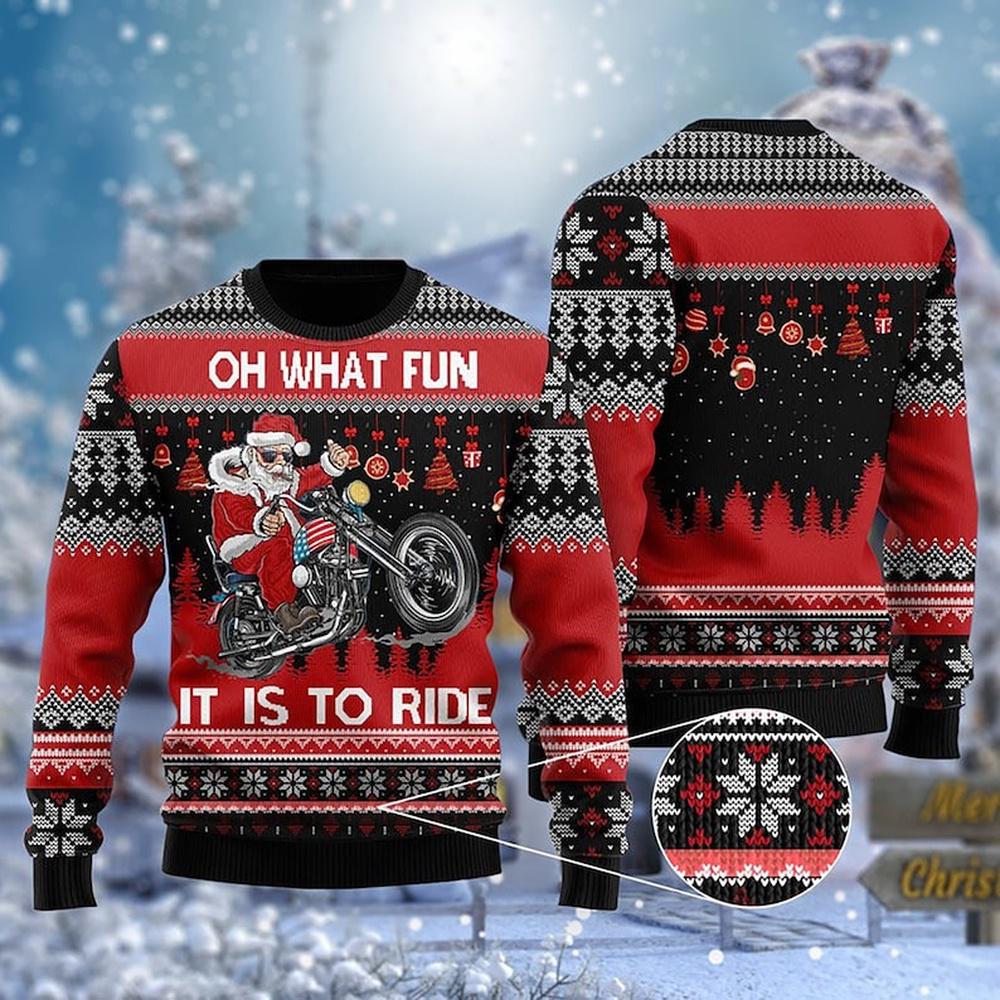 Harley Davidson Oh What It Is To Ride Ugly Merry Christmas Sweater Harley Davidson Oh What It Is To Ride Ugly Merry Christmas Sweater