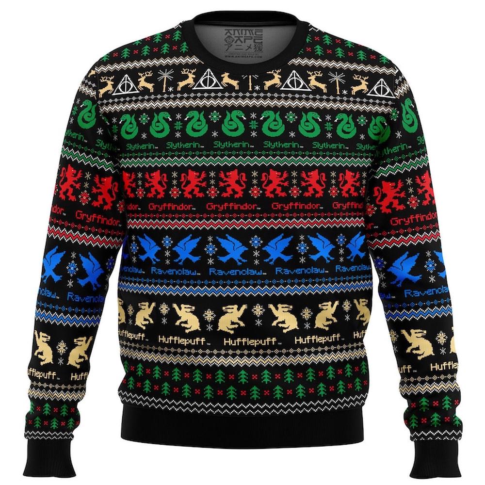 Harry Potter Hogwarts Houses Ugly Merry Christmas Sweater Harry Potter Hogwarts Houses Ugly Merry Christmas Sweater