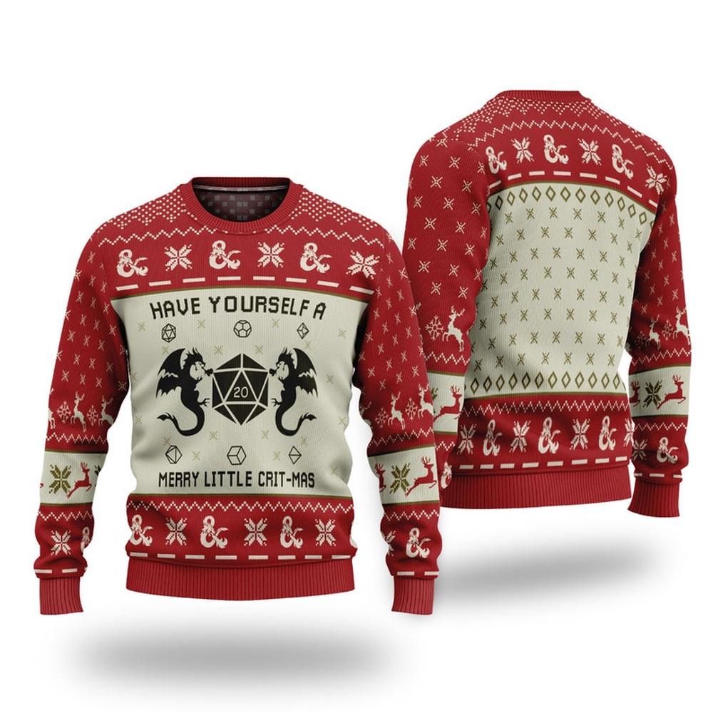 Have Yourself A Merry Little Crit-mas Dungeons & Dragons Ugly Merry Christmas Sweater Have Yourself A Merry Little Crit-mas Dungeons & Dragons Ugly Merry Christmas Sweater