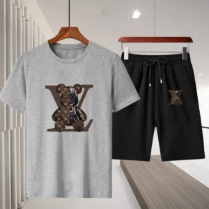 2025 Summer Men’s Outdoor Leisure Fitness Jogging Set: Breathable pure cotton short-sleeved T-shirt + quick-drying Shorts, a two