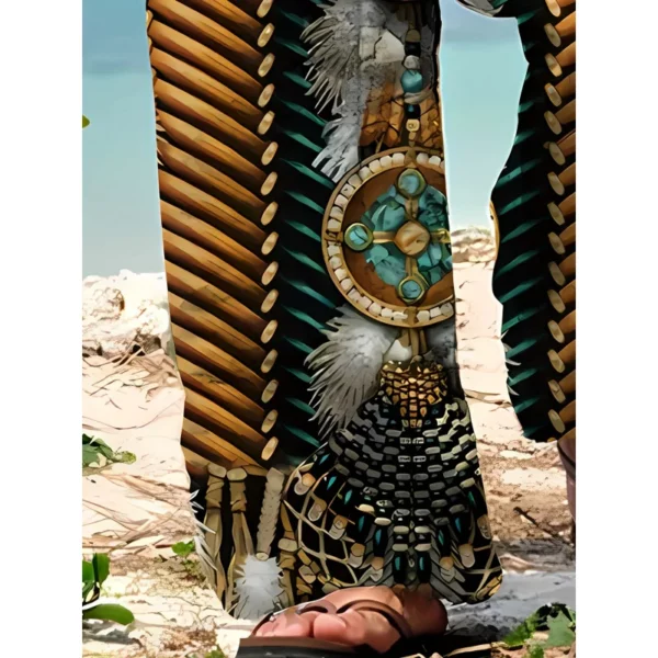 Men’S Vintage Tribal Pattern Print Beach Pants Waist Pants With Side Pockets Comfortable Fashion Hawaiian Style Summer Trousers