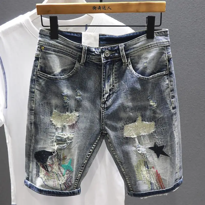 Man Denim Shorts Selvedge Multi Color Short Jeans Pants for Men Graphic Ripped Luxury Jorts Distressed Harajuku Xl Xxxl Buttons Man Denim Shorts Selvedge Multi Color Short Jeans Pants for Men Graphic Ripped Luxury Jorts Distressed Harajuku Xl Xxxl Buttons