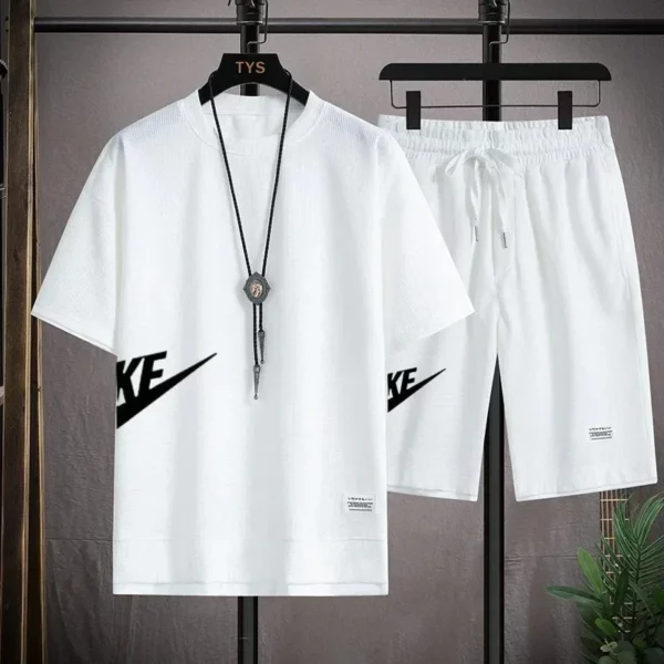 2025 Sports fashion casual men’s suit summer Korean men’s short-sleeved T-shirt + five-point shorts two-piece set