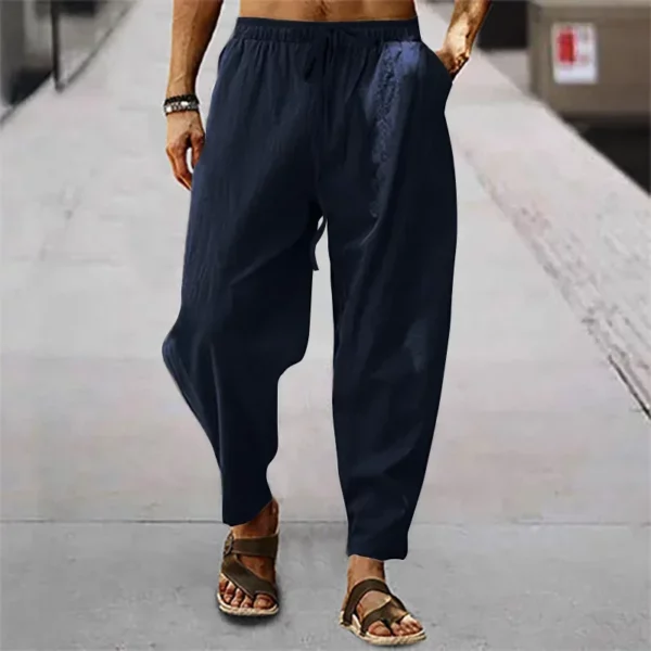 Mens Thin Style Cotton White Cargo Pants Male Spring New Breathable Solid Color Linen Trousers Fitness Streetwear Pantalon Homme