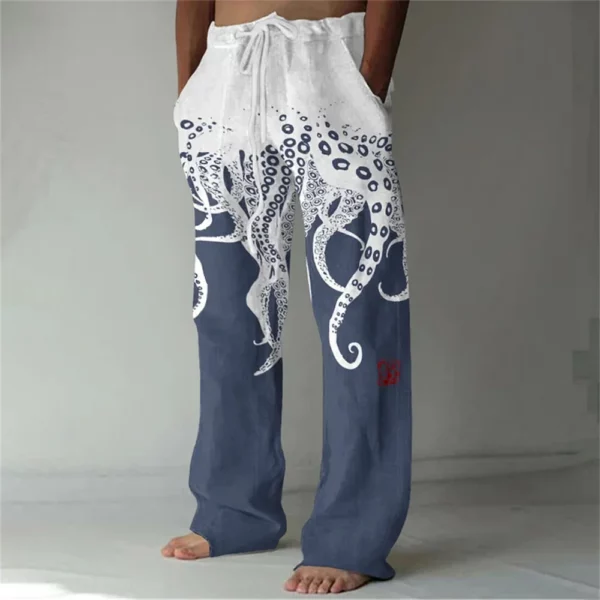 2025 Summer Trendy Brand Versatile Daily Beach Pants Octopus Pattern 3D Printed Casual Plus Size men’s Casual Pants
