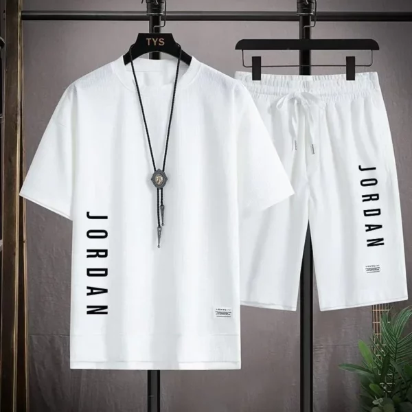 Stylish casual T-shirt + Shorts set Men’s sports set Loose comfortable low Run 2025 men’s summer Waffle suit