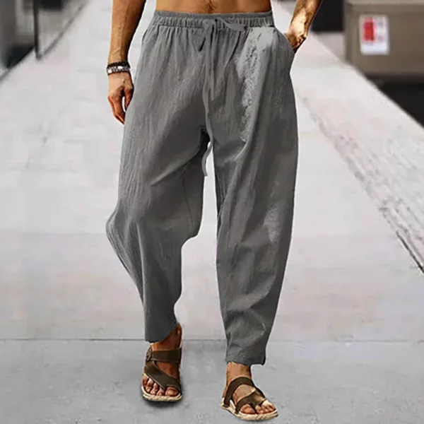 Mens Thin Style Cotton White Cargo Pants Male Spring New Breathable Solid Color Linen Trousers Fitness Streetwear Pantalon Homme