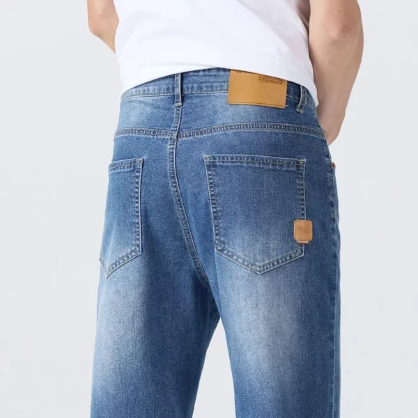 Summer Thin Men’s Brand Jeans Breathable Solid Color Washing Blue Straight Business Denim Pants Casual Loose Male Trousers