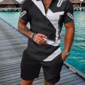 Mens Zip Polo Shirt Sets…