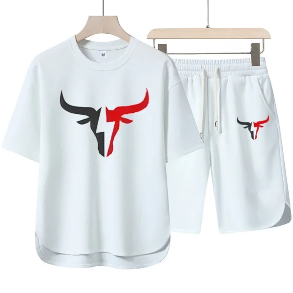 2025 New European and American men’s Summer Casual cotton and linen European size short-sleeved shirt + jogging sports shorts 2-