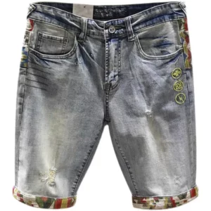 Man Denim Shorts Selvedge Multi Color Short Jeans Pants for Men Graphic Ripped Luxury Jorts Distressed Harajuku Xl Xxxl Buttons 5 kf Sf9f9d6aa2bfb49ea9b2709c4fc0f87a7K